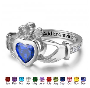 Birthstone Ring, Sterling Silver Personalized Engravable Ring JEWJORI102799